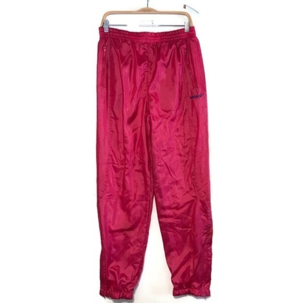 Adidas Neon Metallic Pink Purple Track Pants Zipper Ankle Joggers Windbreaker M